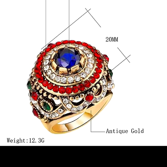 Luxury Men's ring size 8 with multi color cubic zirconia stones - Picture 4 of 5